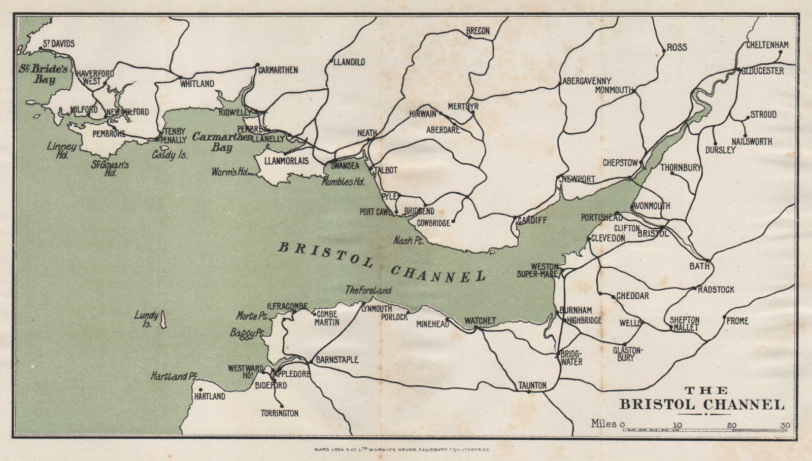 BRISTOL CHANNEL. South Wales. North Devon & Somerset coast. WARD LOCK 1904 map